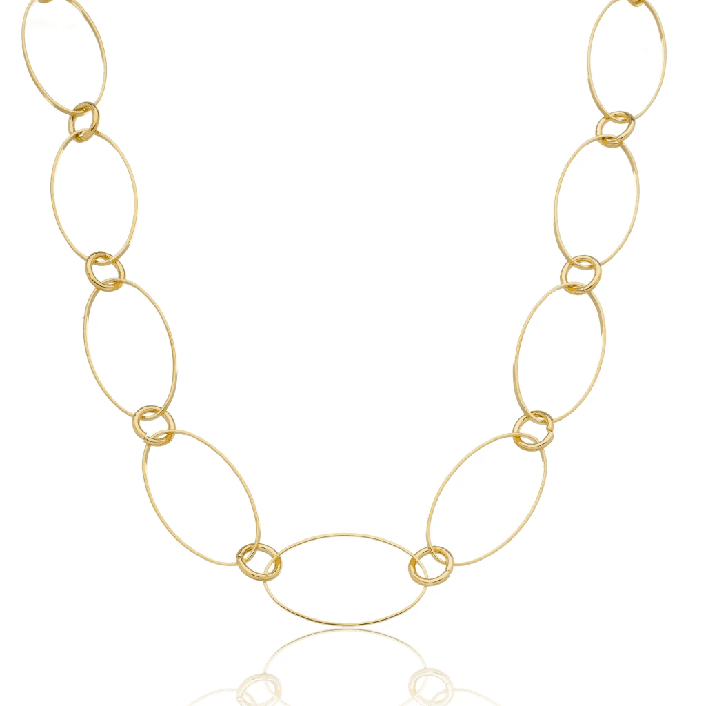 Colares, Correntes e Gargantilhas — COLAR ELOS OVAIS - BANHO OURO 18K