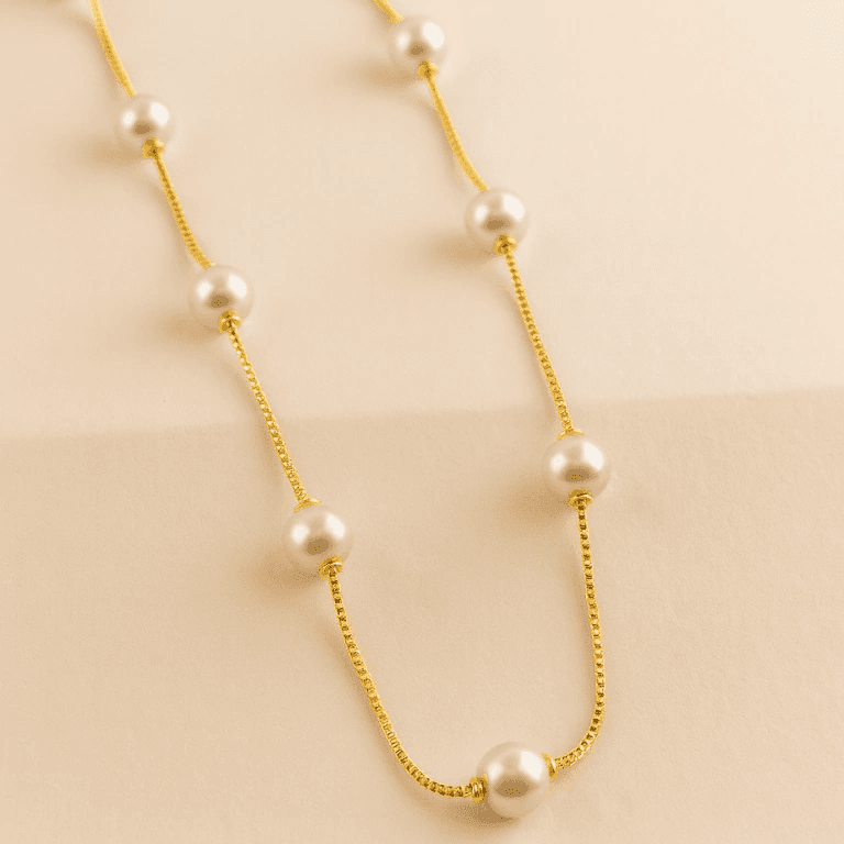 Correntes — CORRENTE COM PÉROLAS - BANHO OURO 18K