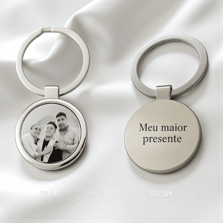 Personalizados — CHAVEIRO PERSONALIZÁVEL REDONDO - AÇO INOXIDÁVEL