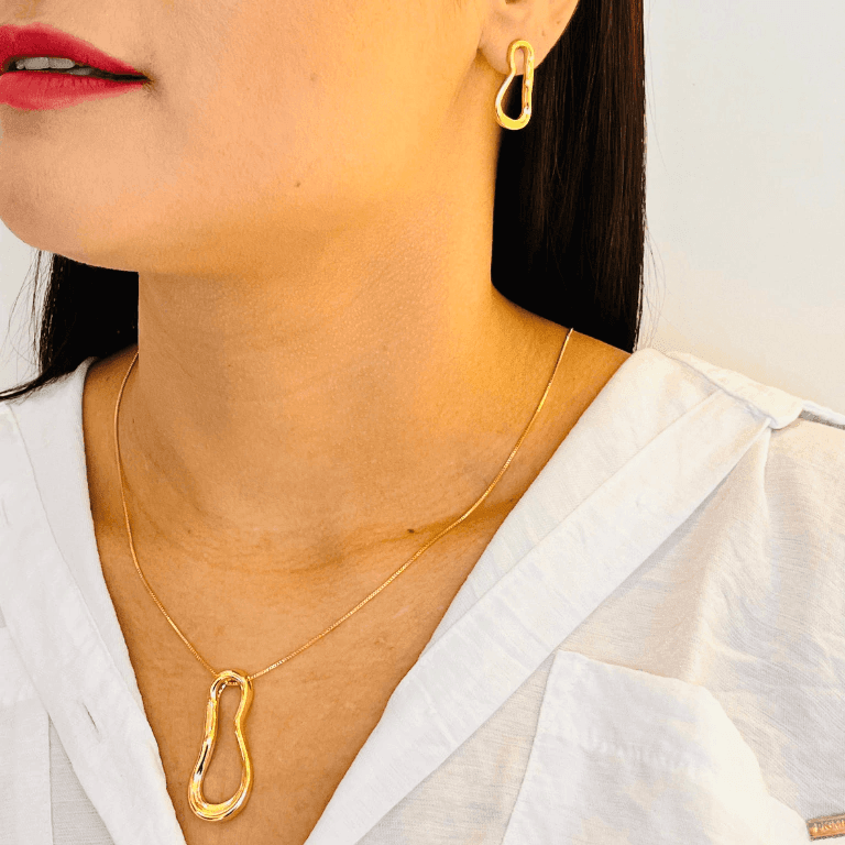 Conjuntos — CONJUNTO ORGÂNICO - BANHO OURO 18K