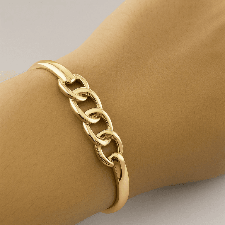 Braceletes — BRACELETE COM DETALHES TRANÇADOS - BANHO OURO 18K