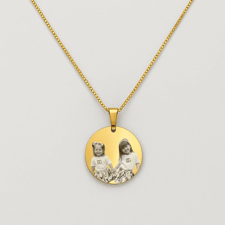 Personalizados — COLAR PERSONALIZÁVEL REDONDO COM FOTO - BANHO OURO 18K