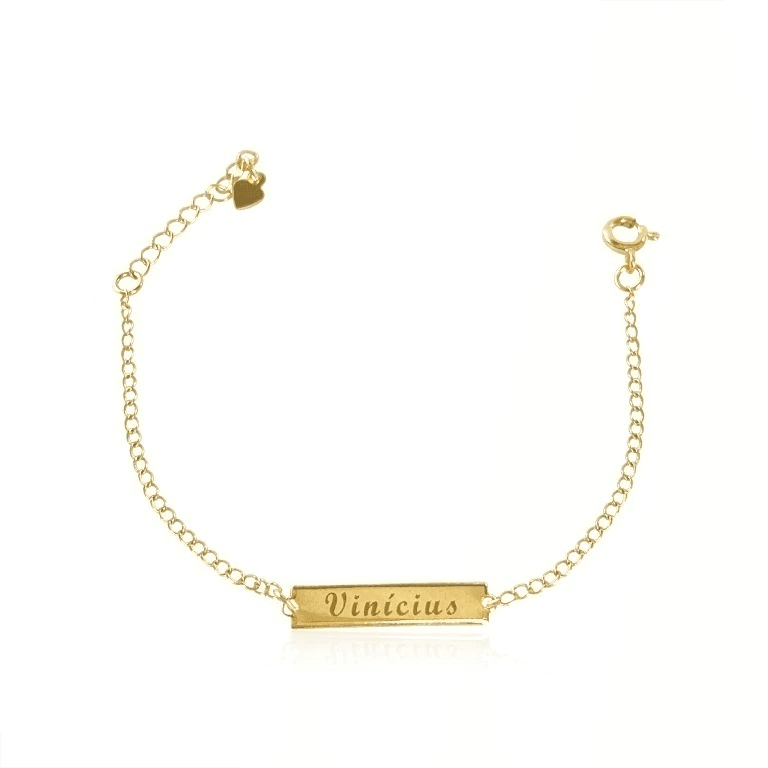 Personalizados — PULSEIRA INFANTIL COM PLAQUINHA - BANHO OURO 18K