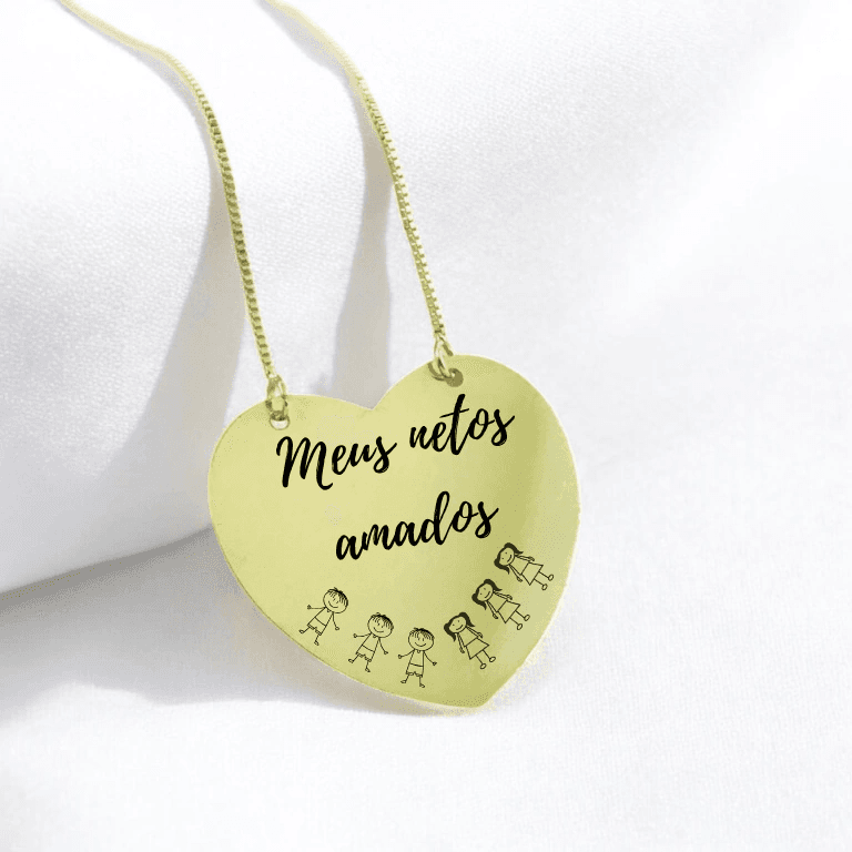 Personalizados — COLAR PERSONALIZÁVEL CORAÇÃO - BANHO OURO 18K