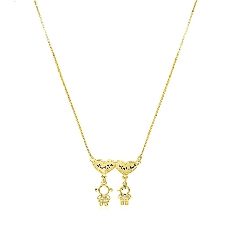 Personalizados — CANGA PERSONALIZÁVEL COM FILHOS - BANHO OURO 18K