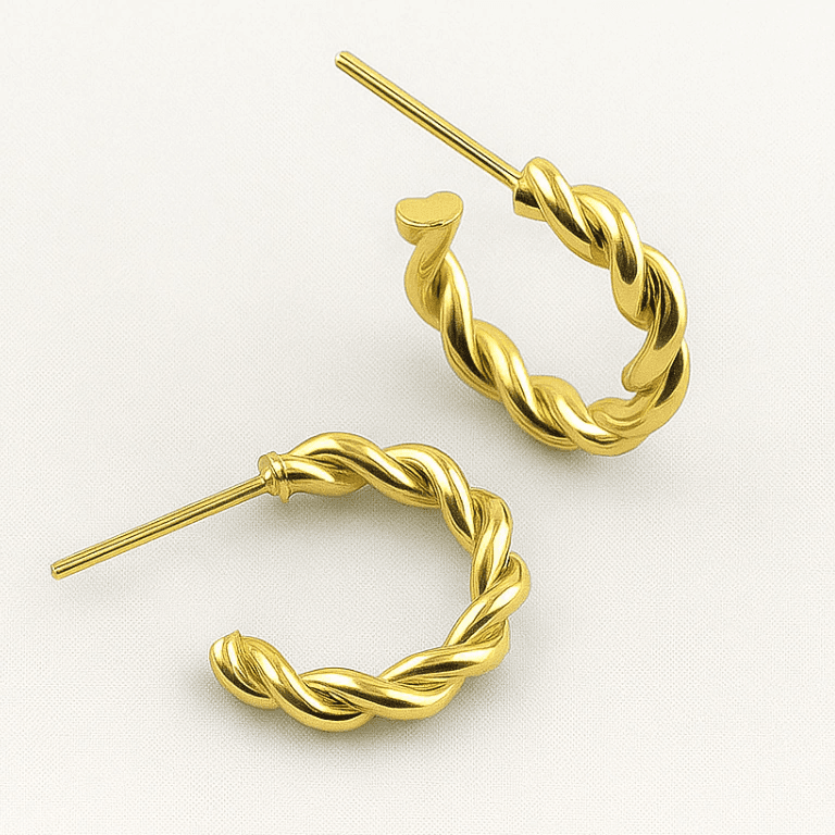 Brincos de Argola — BANHO OURO 18K - BRINCO MEIA ARGOLA TORCIDO P - PEQUENO