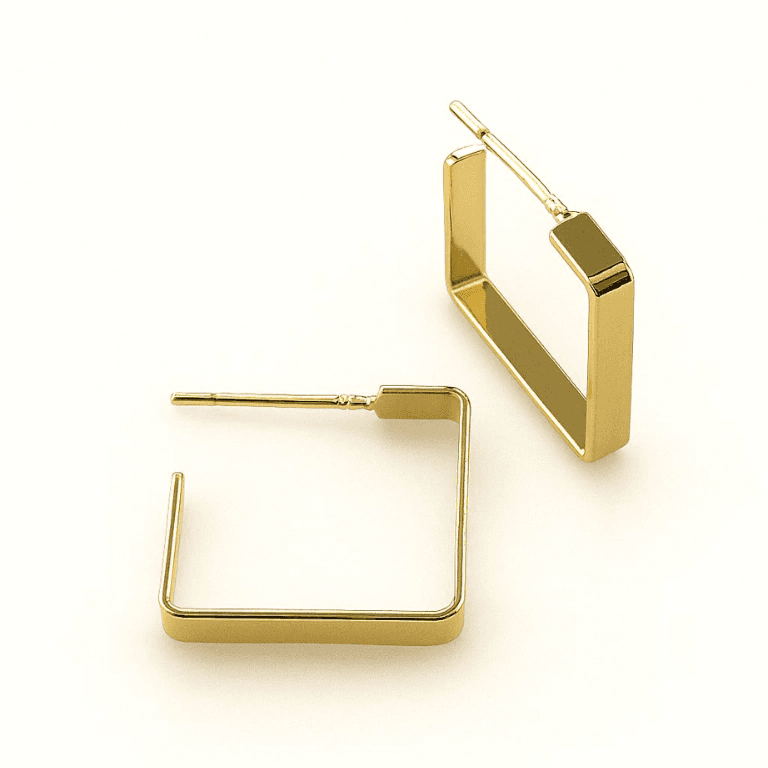 Brincos de Argola — BANHO OURO 18K - BRINCO ARGOLA QUADRADA - PEQUENO
