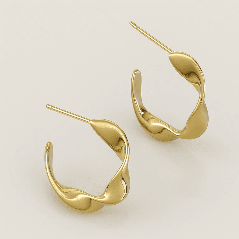 Brincos de Argola — BANHO OURO 18K - BRINCO MEIA ARGOLA TORCIDA - PEQUENO