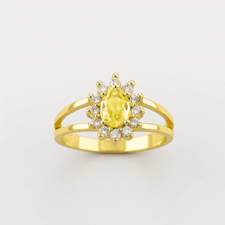 Aparador — ANEL COM PEDRA AMARELA - 14 - BANHO OURO 18K