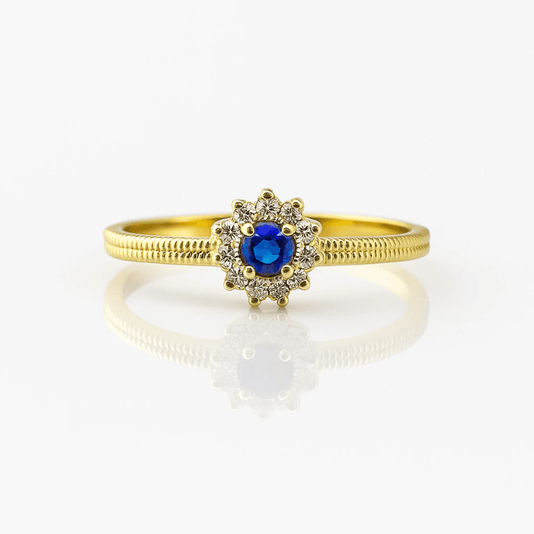 Aparador — ANEL COM PEDRA AZUL - 15 - BANHO OURO 18K