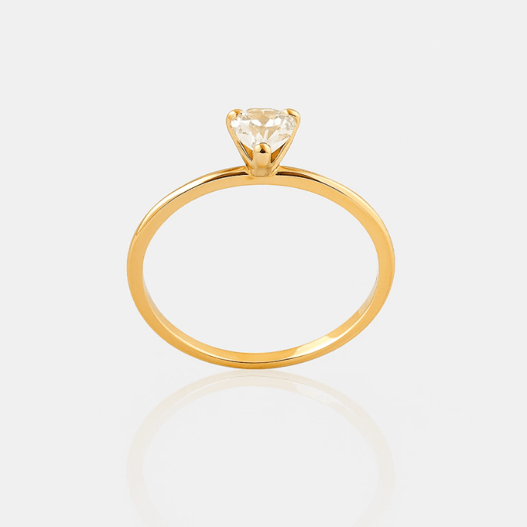 Solitário — ANEL SOLITÁRIO COM ZIRCÔNIA EM FORMATO DE CORAÇÃO - BANHO OURO 18K - 15