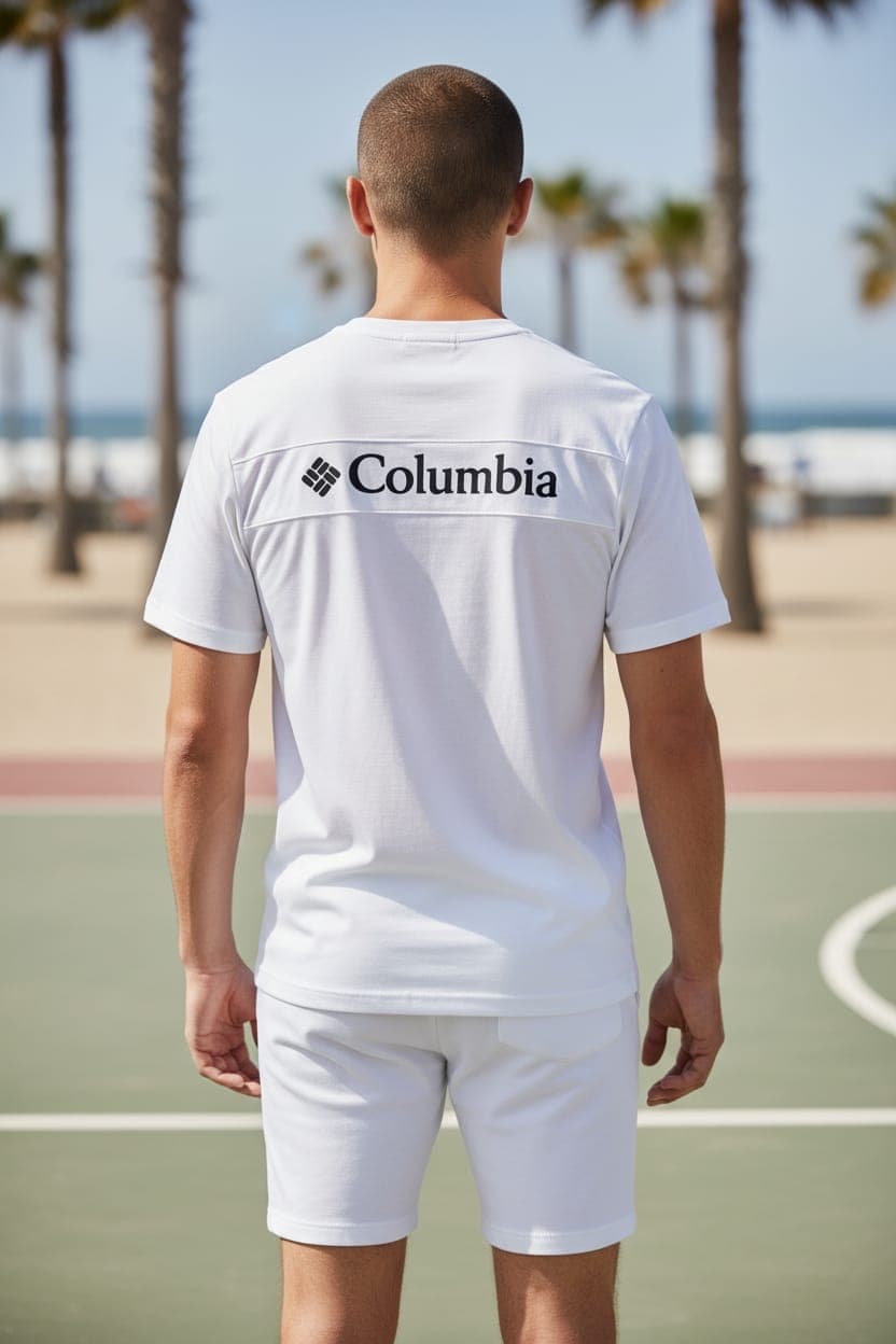 Polo Cuello Redondo Columbia de algodon JERSEY con respirador — BLANCO - L