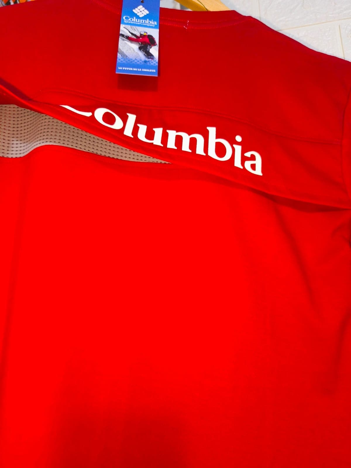 Polo Cuello Redondo Columbia de algodon JERSEY con respirador — ROJO - XL
