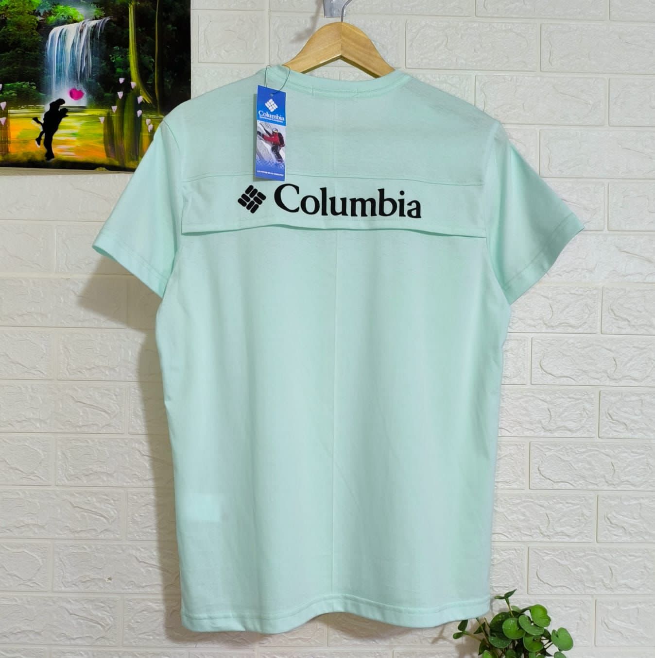 Polo Cuello Redondo Columbia de algodon JERSEY con respirador — VERDE AGUA - XL