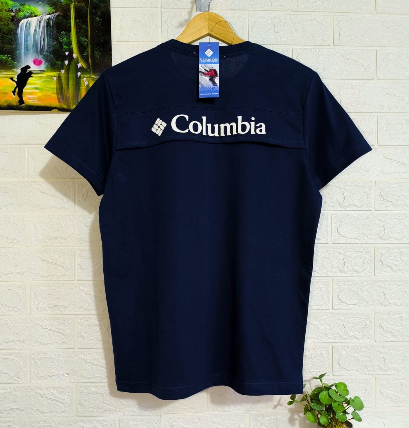 Polo Cuello Redondo Columbia de algodon JERSEY con respirador — AZUL MARINO - XL