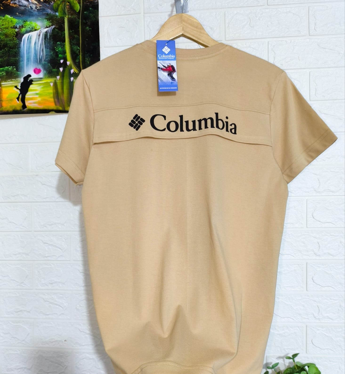 Polo Cuello Redondo Columbia de algodon JERSEY con respirador — BEIGE - XL