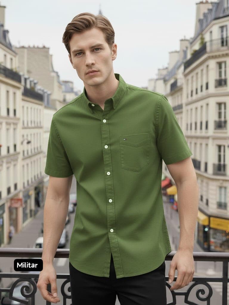Camisa manga corta Tommy Hilfiger — VERDE MILITAR - S