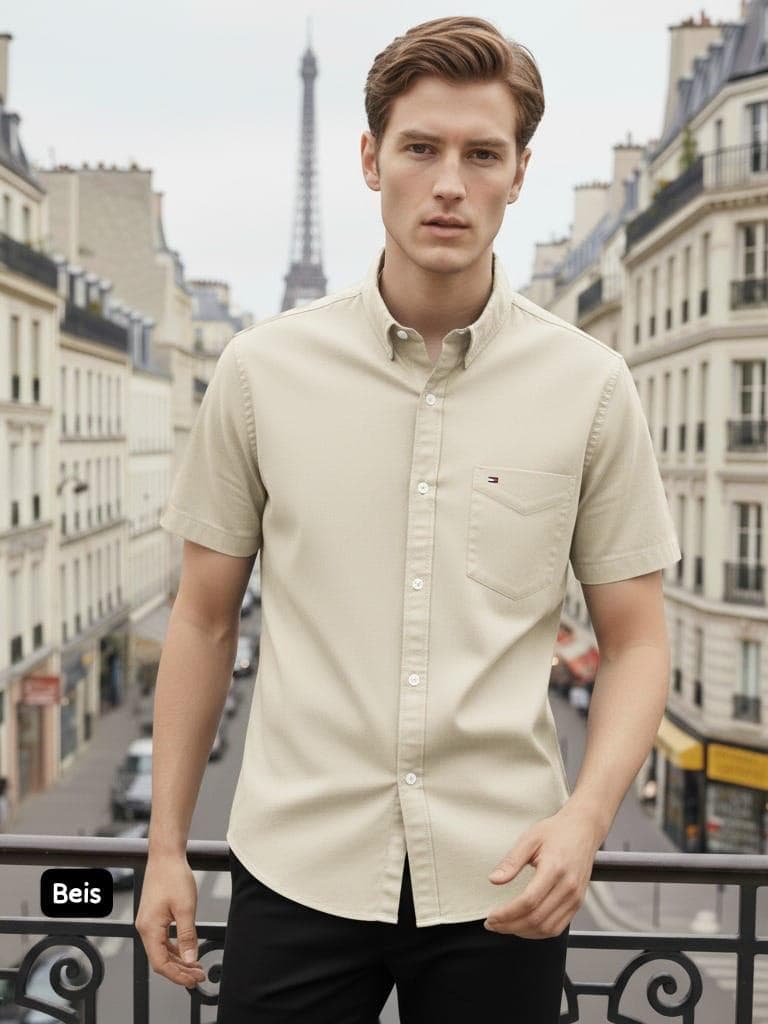 Camisa manga corta Tommy Hilfiger — BEIGE - S