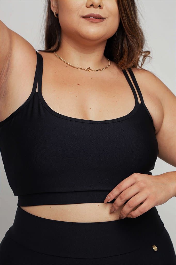 Top Fitness Plus Size - Petúnia — Preto / G1