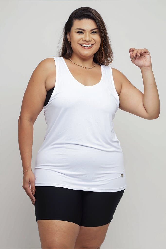 Regata Fitness Plus Size Feminina — Branco / G1