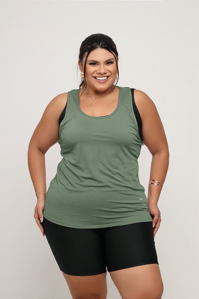 Regata Fitness Plus Size Feminina — Asparagus / G1