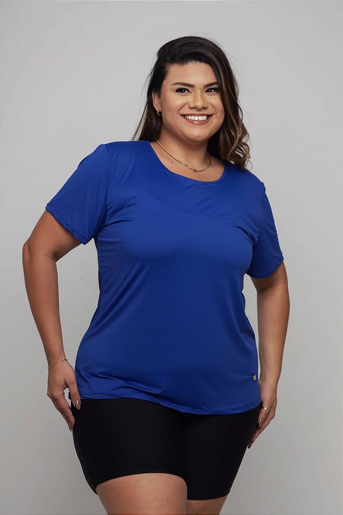 Baby Look Fitness Plus Size Feminina — Blue / G2