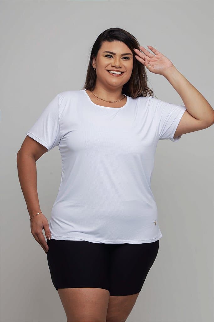Baby Look Fitness Plus Size Feminina — Branco / G2