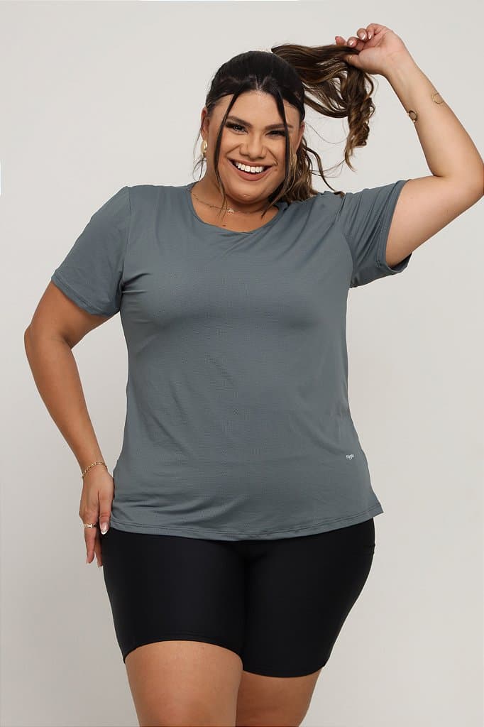 Baby Look Fitness Plus Size Feminina — Silver Chalice / G2