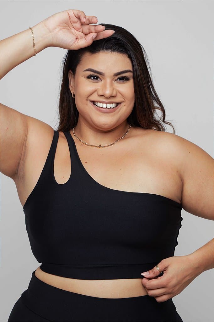 Top Fitness Plus Size - Orquídea — Preto / G1