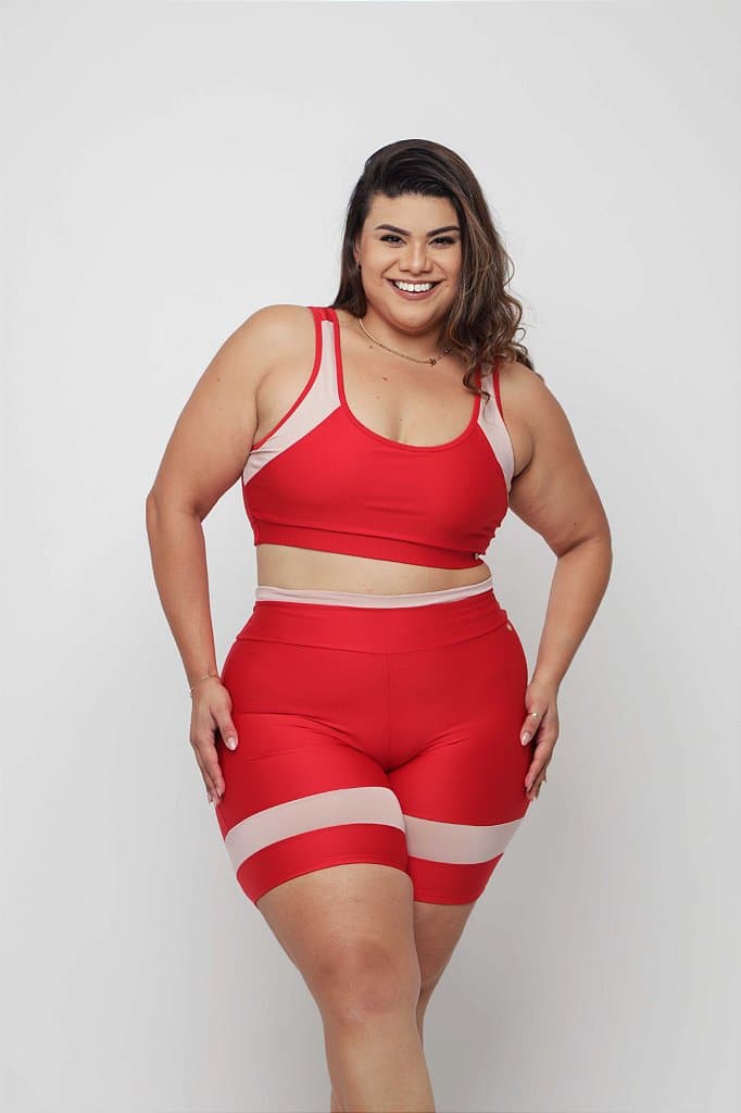 Conjunto Short Jasmim Plus Size — Vermelho / G1