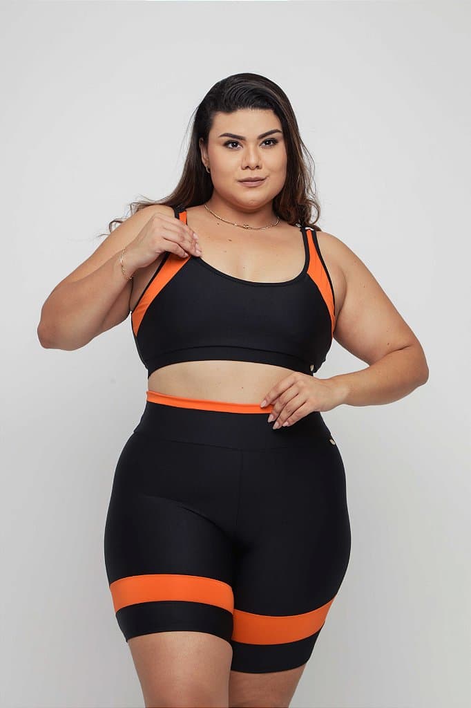 Conjunto Short Jasmim Plus Size — Preto / G2
