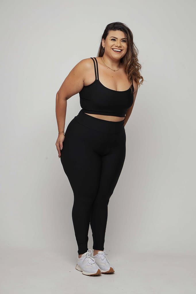 Conjunto Legging Básica Plus Size — Preto / G2