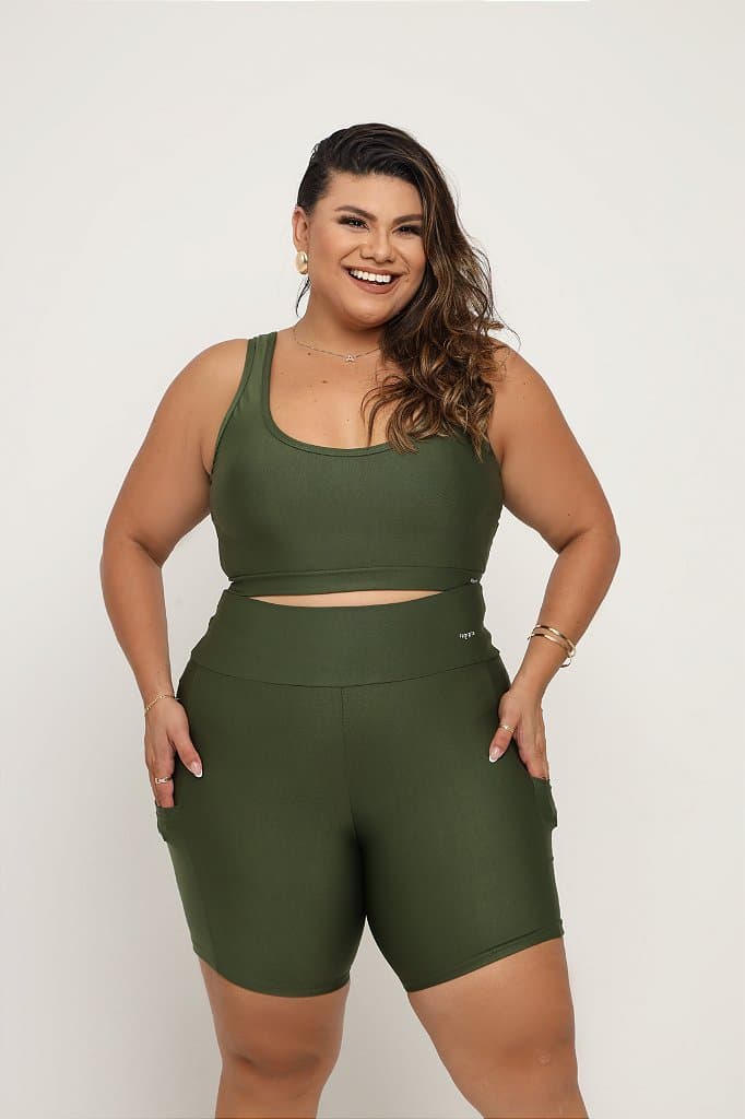 Conjunto Short com bolso Plus size — Asparagus / G1