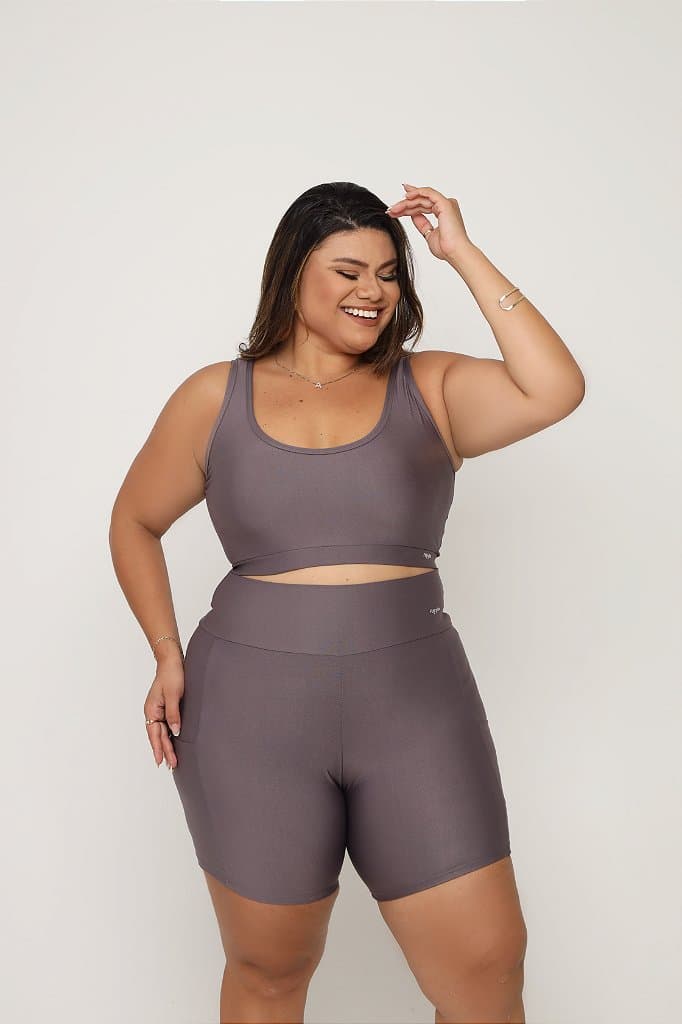 Conjunto Short com bolso Plus size — Silver Chalice / G4