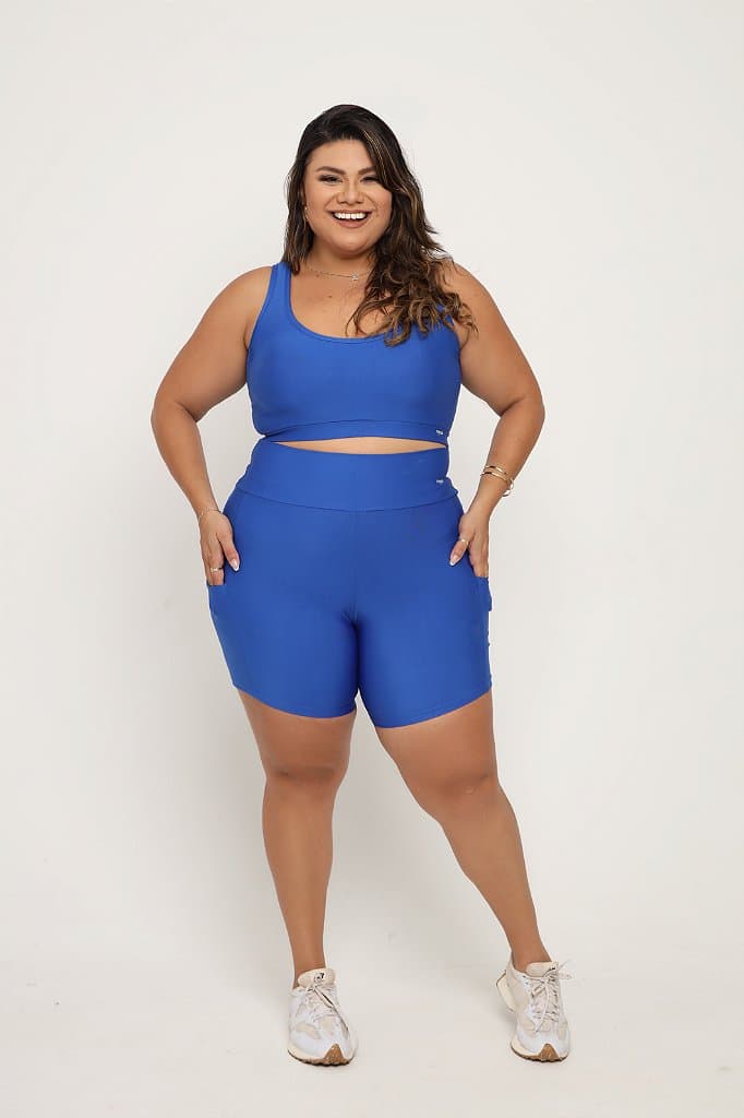 Conjunto Short com bolso Plus size — Blue / G2