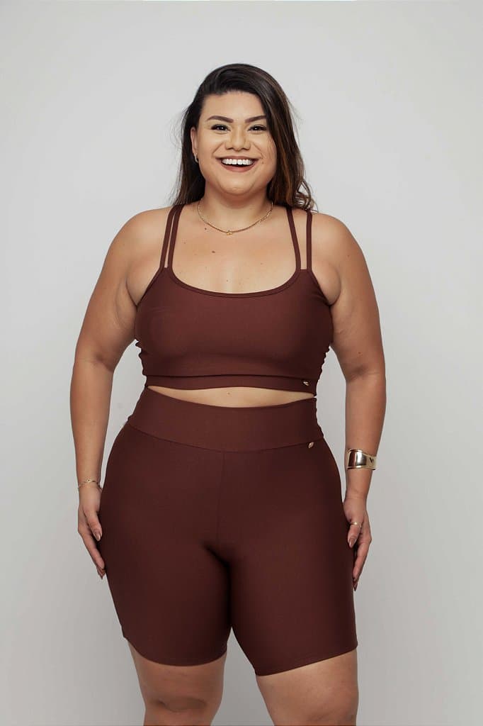 Conjunto Short Básico Plus Size — Nutmeg / G2
