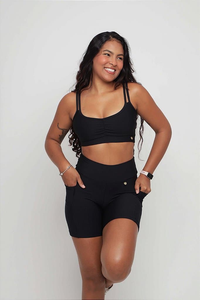 Conjunto Short com bolso — Preto / G
