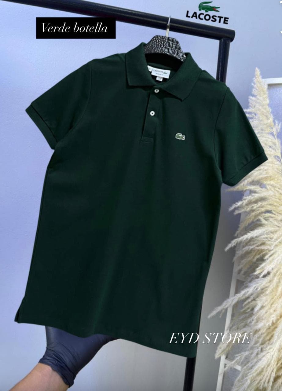 Polo Cuello Camisero Lacoste para caballeros — VERDE MILITAR - L