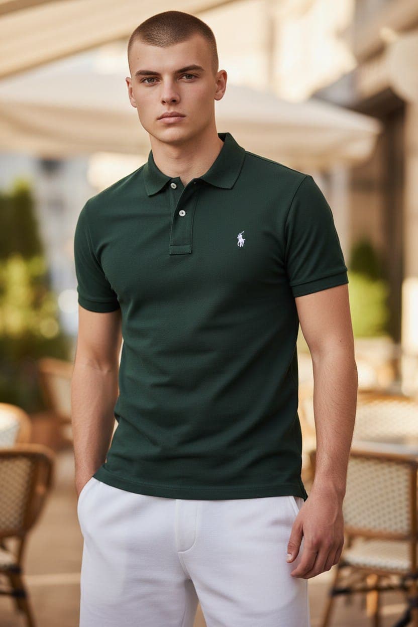 Polo Cuello Camisero Polo Ralph Lauren — VERDE MILITAR - XL