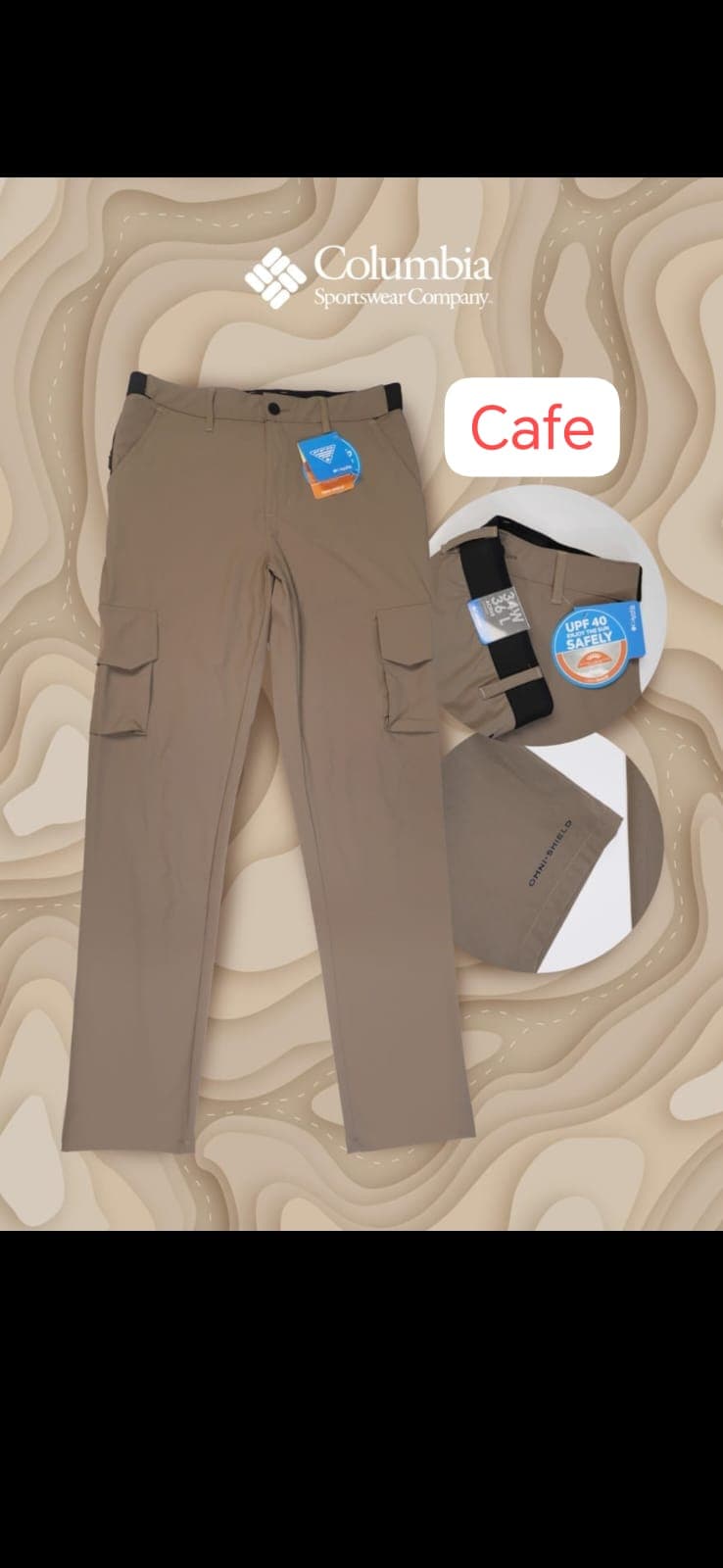 Pantalones Cargo Columbia Caballero — 36 - CAFE