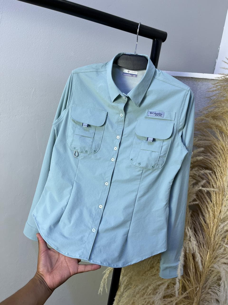 Blusa Manga Larga Columbia para dama — S - TURQUESA BEBE