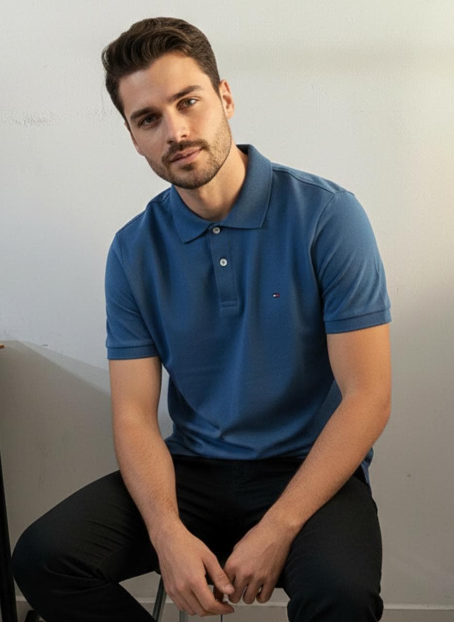 Polo Cuello Camisero Tommy Hilfiger Caballero — XL - ACERO