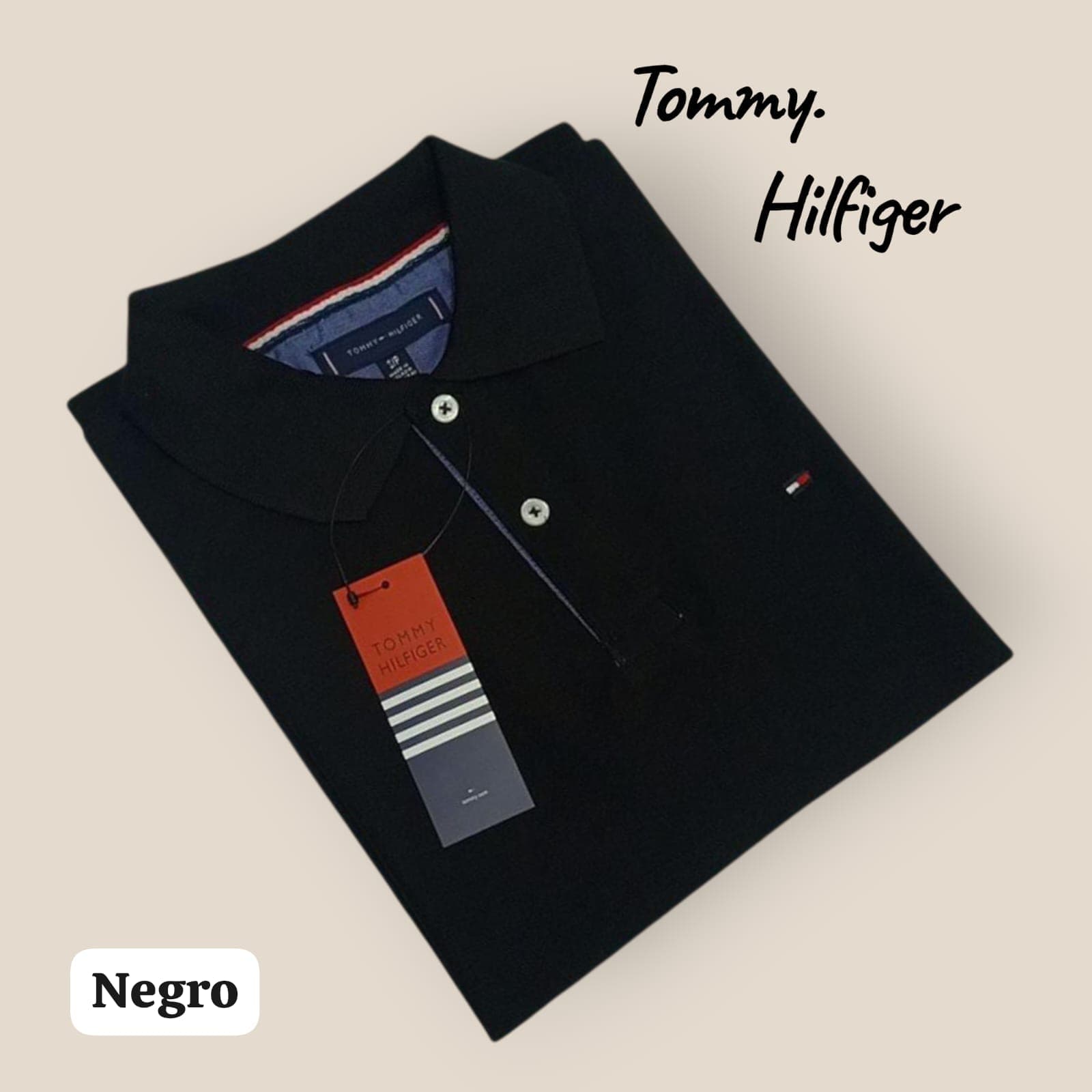 Polo Cuello Camisero Tommy Hilfiger Caballero — S - NEGRO