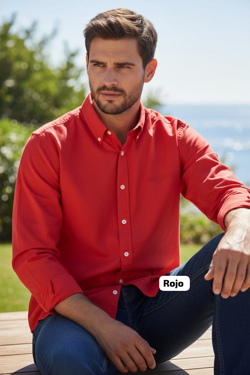 Camisa Manga Larga Columbia Clasica (sin respirador) — ROJO - S