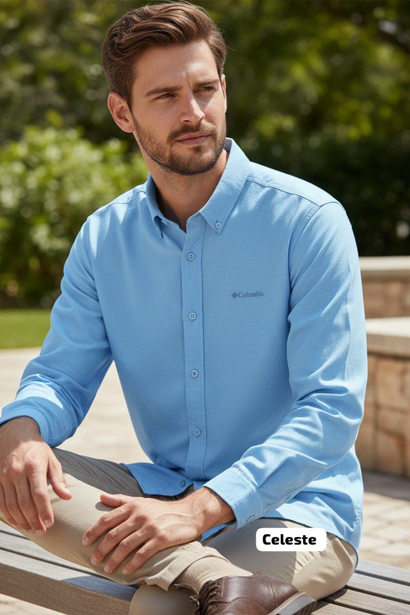 Camisa Manga Larga Columbia Clasica (sin respirador) — CELESTE - L
