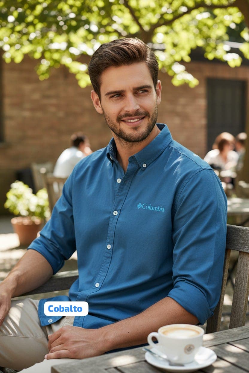 Camisa Manga Larga Columbia Clasica (sin respirador) — COBALTO - S