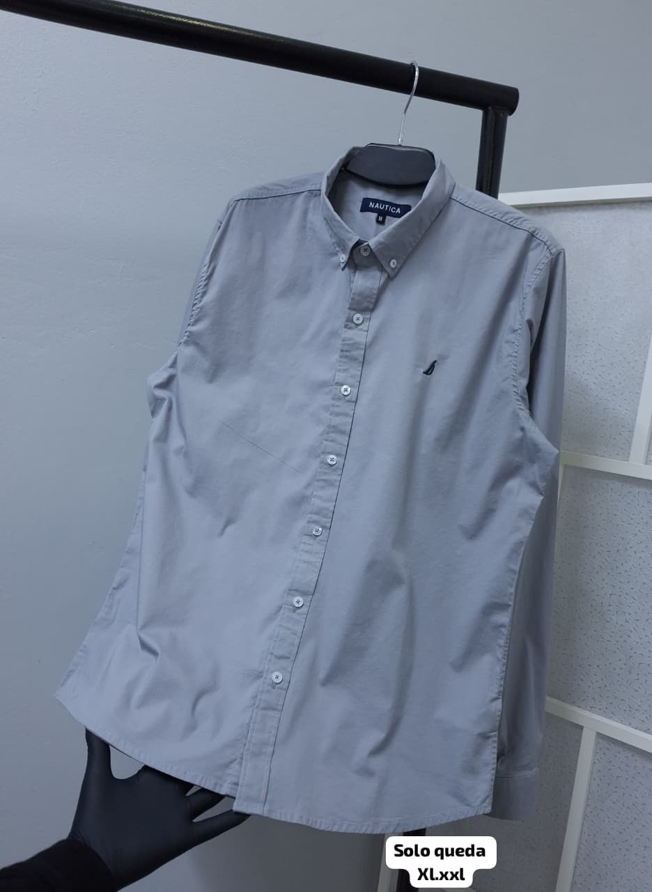 Camisa Manga Larga Nautica clasica para caballero — PLOMO - XXL