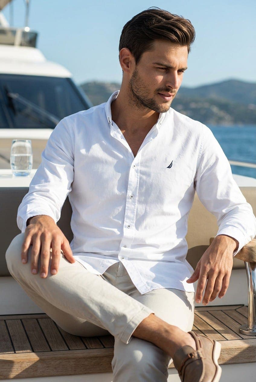 Camisa Manga Larga Nautica clasica para caballero