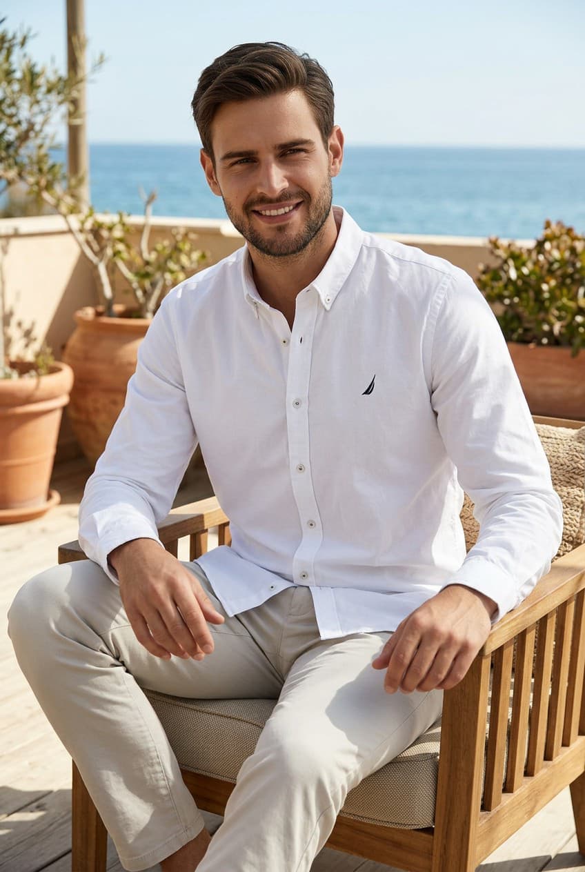 Camisa Manga Larga Nautica clasica para caballero