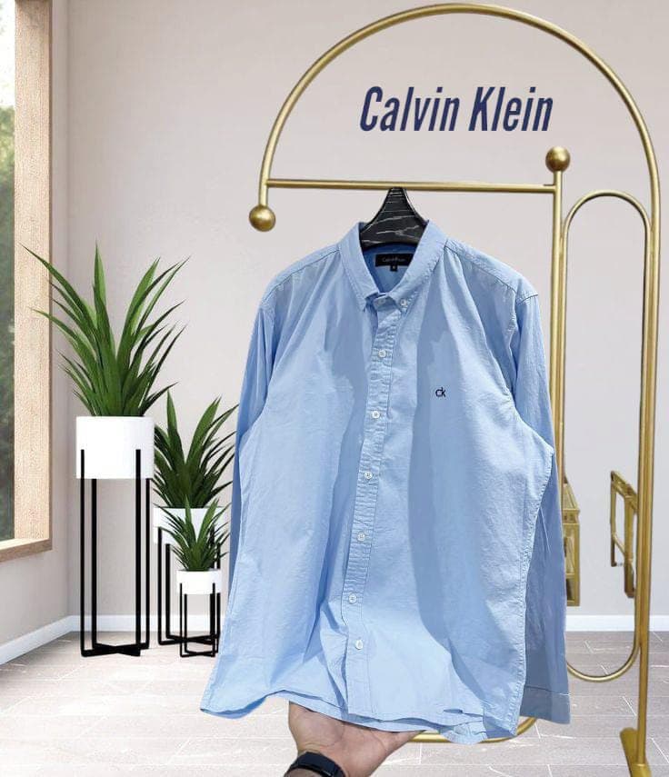 Camisa Manga Larga Calvin Klein clasica para caballero — CELESTE - L